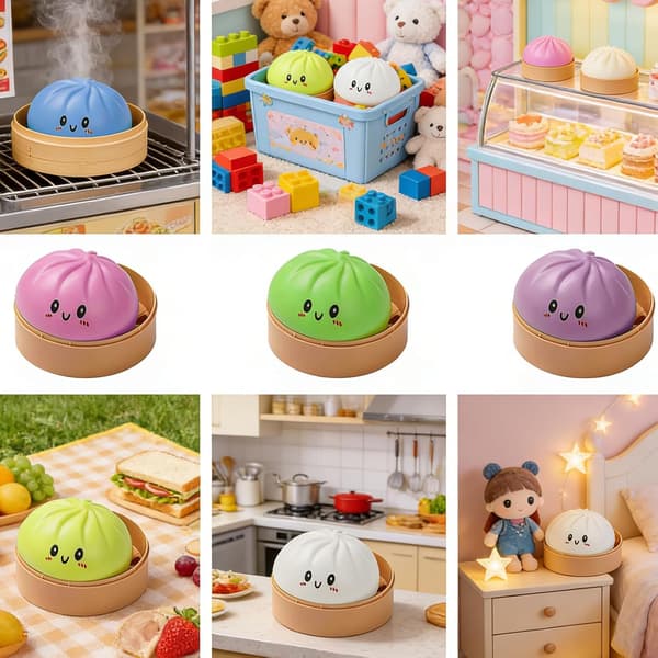 Dumplings Squishy Mystery Mini Dumplings Squishy Stressbolde Fidget Sensorisk Legetøj Blød Klemme Dekompression Dej (Lilla-A) Yellow