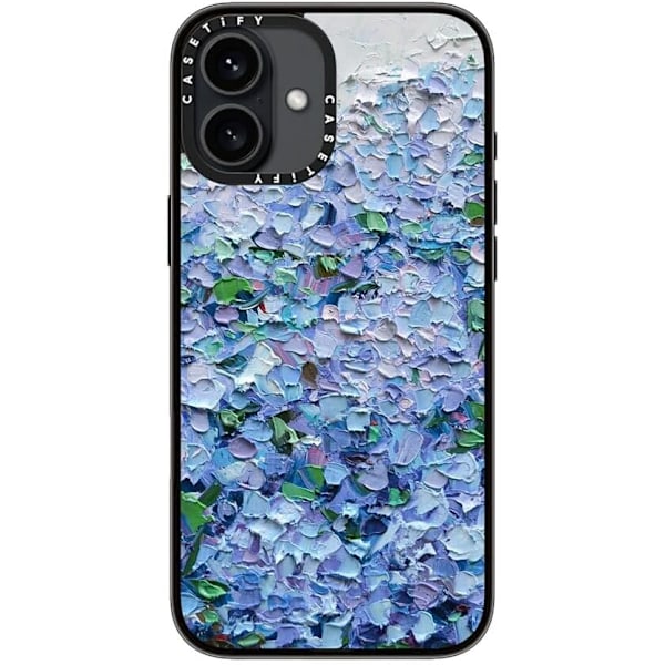 Kompakt iPhone 16 Pro Max Deksel [Lettvekt / 1,2 m 2X Militær Grad Fallbeskyttelse/Slank] - Kirsebær - Klar Svart Nantucket Blue Hydrangeas iPhone 16 Plus