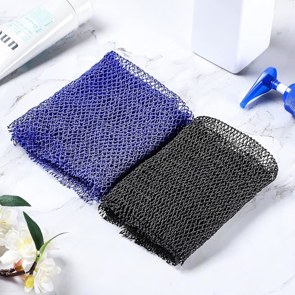 2-pak net svamp, badekar krops eksfoliering Badekar krop ryg skrubber for blødere hud Black 30*80cm