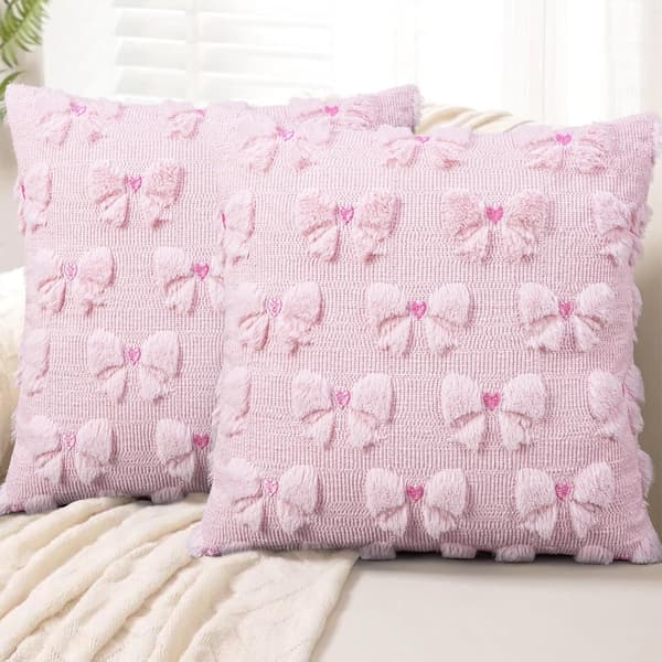 Juleroseputevar Sett 18x18 Tommer 2 | Julepyntede Broderte Hjerteroseputevar, Egnet for Soverom, Sofa og Stue