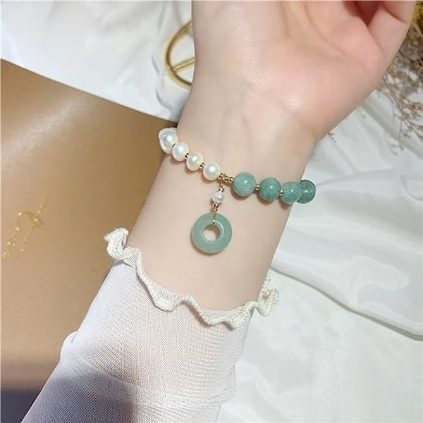 Läkande kristallarmband i guld, rikedom, lyckopärla, Feng Shui jadearmband för kvinnor