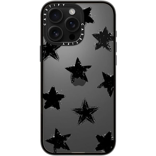Kompakt iPhone 16 Pro Max Deksel [Lettvekt / 1,2 m 2X Militær Grad Fallbeskyttelse/Slank] - Kirsebær - Klar Svart Star Marks iPhone 16 Pro Max