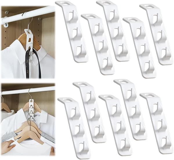 10 Pieces Space Saving Hangers, Hanger Hooks Space Saving Hangers Max Space Saving Hangers, Cascading Clothes Hooks for Wardrobe