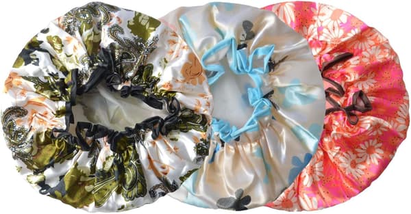 3-pack Dubbla Lager Duschmössa Vattentät Elastisk Badmössa för Kvinnor Dusch Spa Salong Sunflower