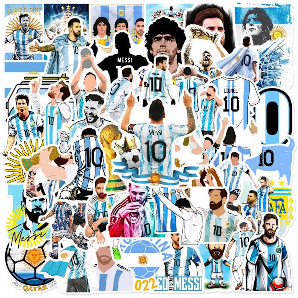 50 stk. Super Star Fodboldspiller Klistermærke Messi Vinyl til Argentina Messi Fan Hjem Dekoration Bærbar Vandflaske Telefon Skateboard Dekorativt Tilbehør