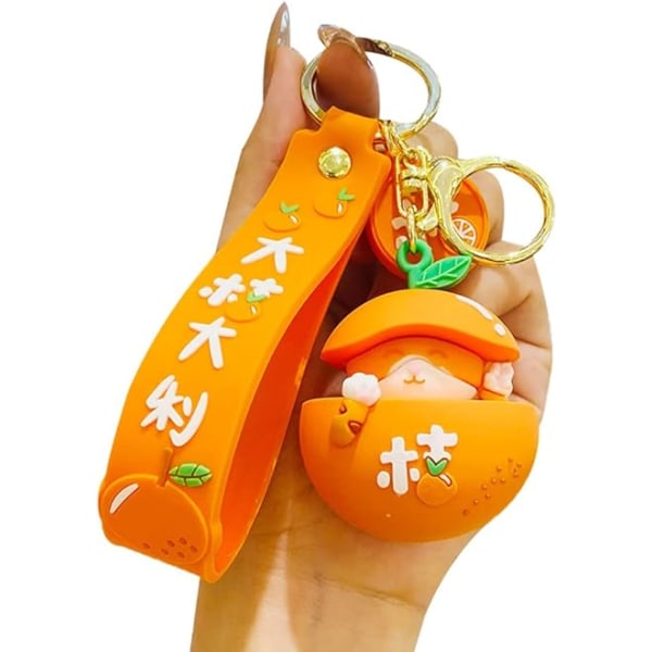 Intressant hjälp Slappna av Lucky Happy Ginger Cat Orange Kitty Nyckelring Nyckelring Nyckelring Nyckelring-Orange hatt katt