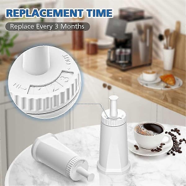 6 STK Kaffemaskinefilter til Sage 990, BES008 Vandfilter Vit