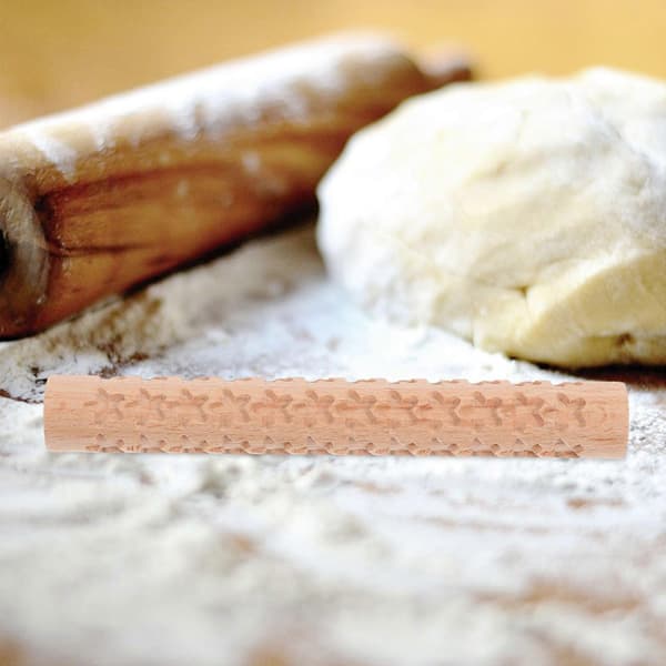 Pregede kjevle i tre for baking 3 stk kreativt stjernemønster