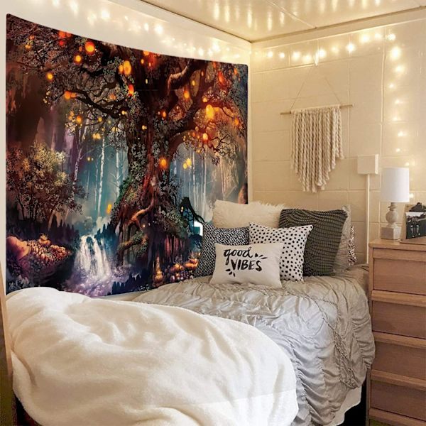 Magisk skogstapet Livets träd tapet Trippy väggbonad Väggbonad för sovrum (150x200cm)