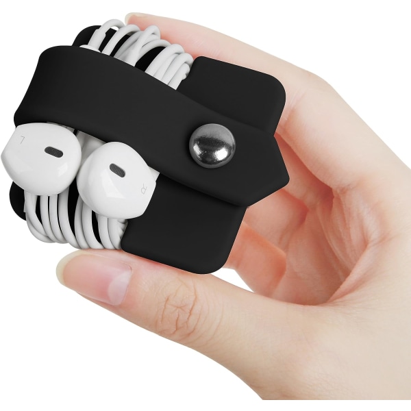 Hörlursfodral Sladdorganisatör EaREuds Hållare Hörlursfodral Wrap Winder Headset Keeper Sladdhanterare Kabelorganisatör Svart