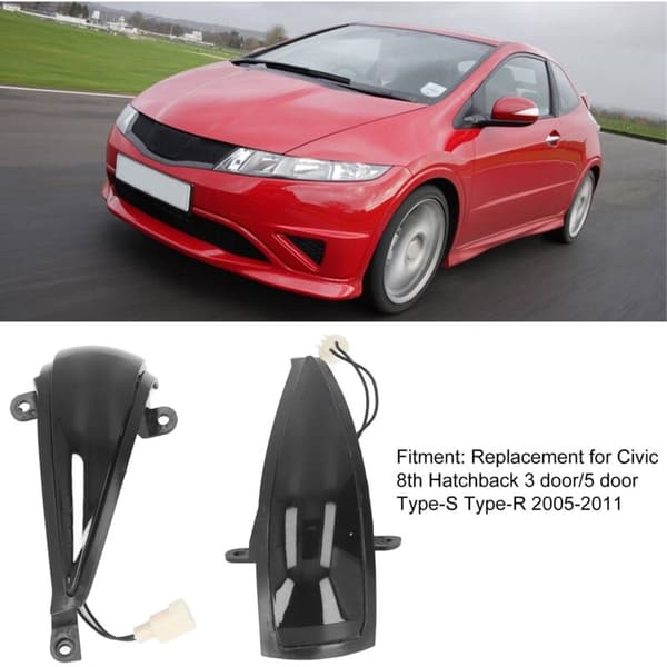 2x Dynamisk LED Blinklys Gult Speilmontert For Civic 8. (2005-2011) av_Særlige Gaver 黑色