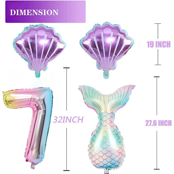 Sjöjungfru födelsedag dekoration sjöjungfru ballonger kit hav ballong sjöjungfru folie ballong sjöjungfru svans ballonger för flickor sjöjungfru fest