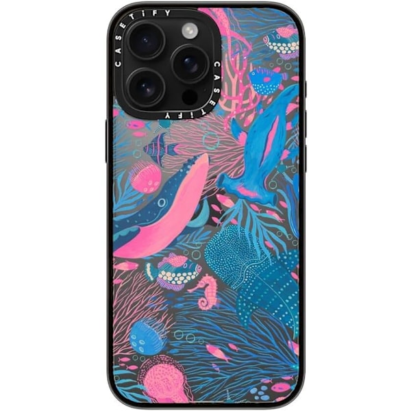 Kompakt iPhone 16 Pro Max Deksel [Lettvekt / 1,2 m 2X Militær Grad Fallbeskyttelse/Slank] - Kirsebær - Klar Svart Under the Sea iPhone 16 Pro Max