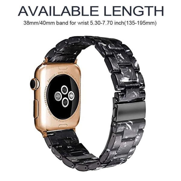 Kompatibel med Apple Watch Band 38-40 mm/42-44 mm Series 5/4/3/2/1, Slim Resin Armband-38-40 mm-svart blomma