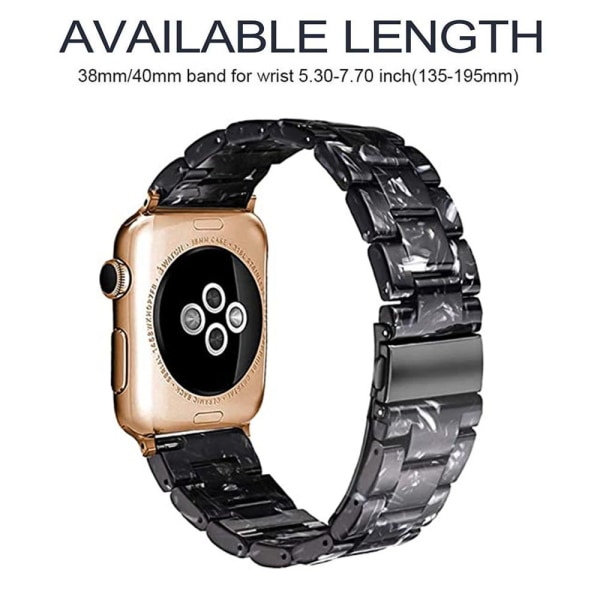 Yhteensopiva Apple Watch -rannekkeiden kanssa 38-40mm/42-44mm sarja 5/4/3/2/1, ohut hartsiranneke - 38-40mm - musta kukka