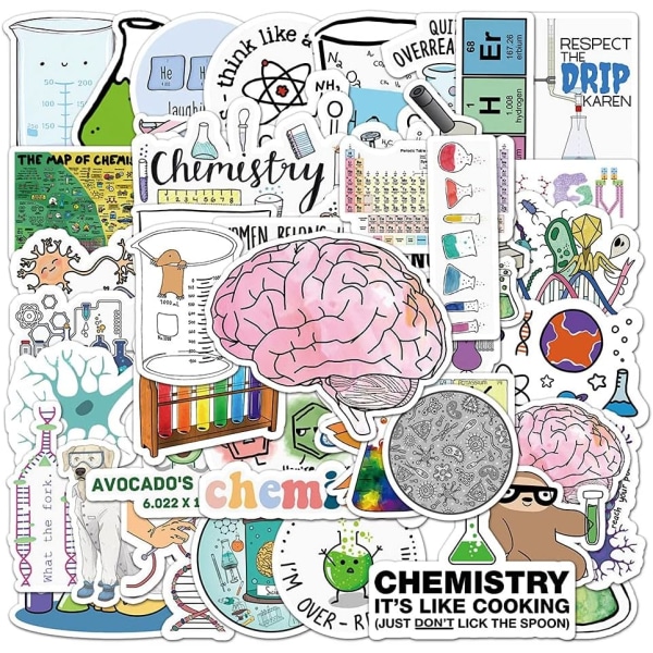 50 stk/pakke Vitenskap Lab Kjemi Klistremerker Forskere Morsomme Klistremerker Skateboard Bærbar Telefon Graffiti Klistremerke Klistremerke Barn Leker