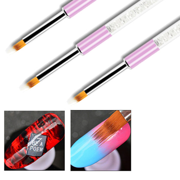 2PCS nagelkonst sicksack målarpenna - rosa stång vit diamant sicksack penna smink