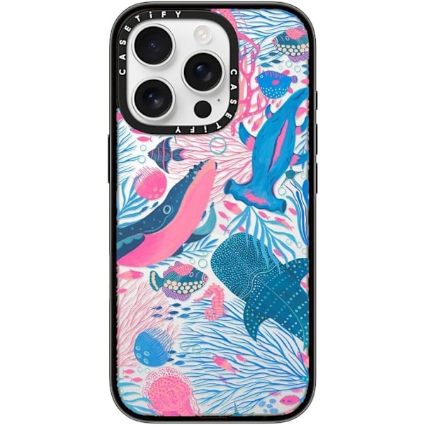 Kompakt iPhone 16 Pro Max Deksel [Lettvekt / 1,2 m 2X Militær Grad Fallbeskyttelse/Slank] - Kirsebær - Klar Svart Under the Sea iPhone 16 Pro