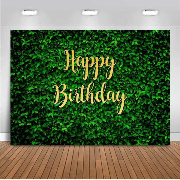 Green Leaves Birthday Backdrop Grass Wall Safari Birthday Party Decorations Banner Photo Booth Backdrops Hedge Birthday Photography Background 7'x5'