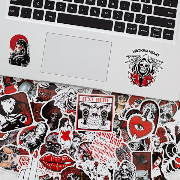 50 kpl Kylmiä Punk-Kallotarroja Vesipulloille, Graffiti-Laastari Tarra Kauhu Luuranko Anime Goth Tarroja Kannettavalle Tietokoneelle Kirjalle Puhelimelle Matkalaukulle Kupille