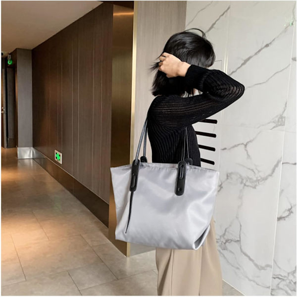 Kvinnors rymliga handväska Tote Canvas väska Casual Crossbody väska Vattentät axelväska Resväska (grå)