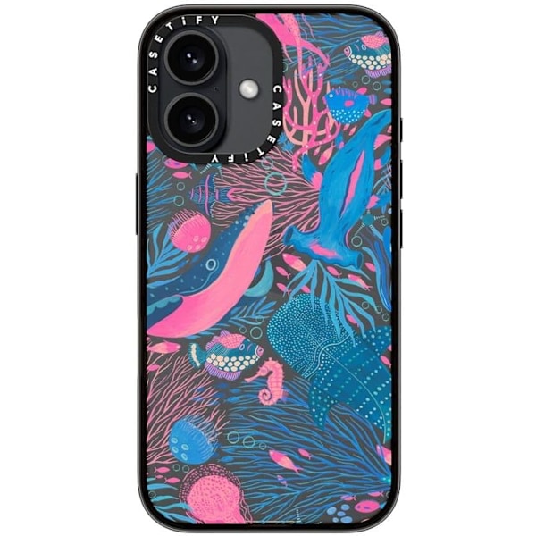 Kompakt iPhone 16 Pro Max Cover [Letvægt / 1,2 m 2X Militær Standard Faldbeskyttelse/Slank] - Kirsebær - Klar Sort Under the Sea iPhone 16