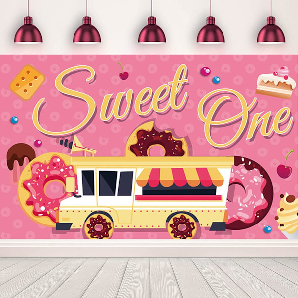 Truck Sweet One Tausta Onnellinen 1. Syntymäpäivä Ensimmäinen Syntymäpäivä Vauvatytöt Donitsi Valokuvaus Tausta 1. Syntymäpäiväjuhlat Koristeet Banneri