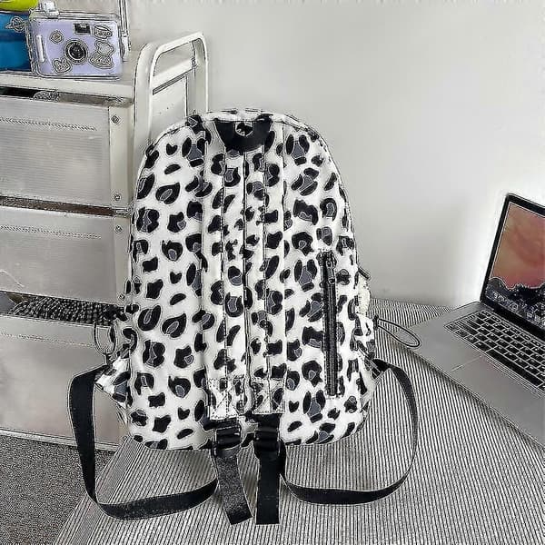 Leopardprint rygsæk til kvinder, afslappet skoletaske til junior high school-elever
