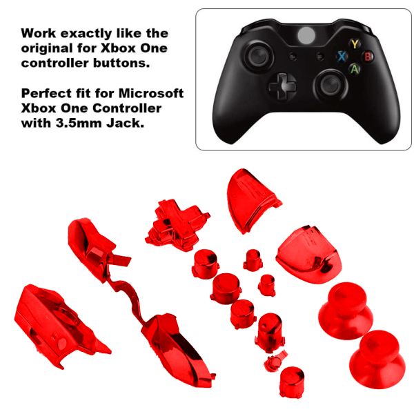 Komplett knappsats kompatibel med Xbox One/Elite Controller (3,5 mm port) med greppskalknapp RELB Conjoined Button-röd