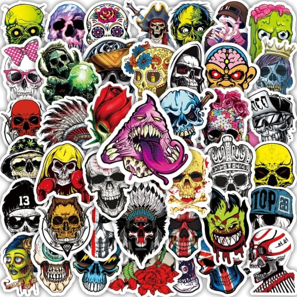 50 stk. Skull Graffiti Klistremerker Klistremerker Barn Leker DIY Skateboard Bærbar PC Motorsykkel Bil Telefon Sykkel Skrekk Kule Klistremerker