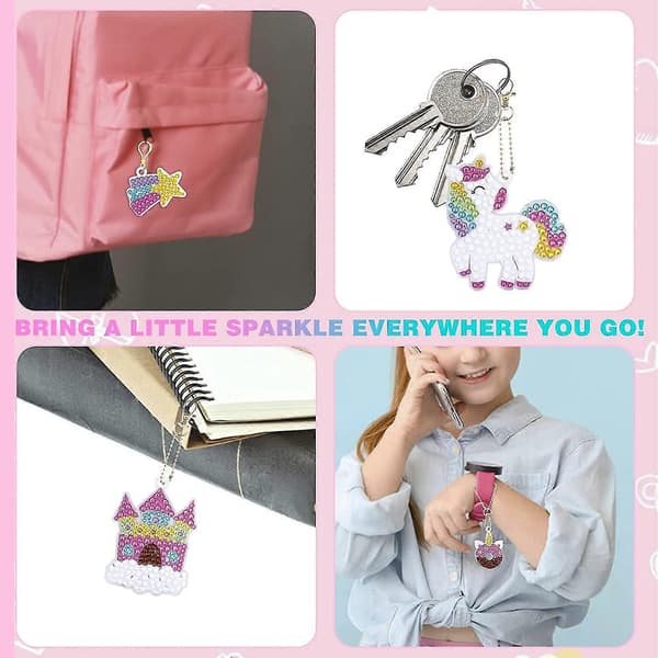 15 stk. diamantmaleri-kunstkits til børn, 5d diamantmaleri-nøgleringe-MXBC