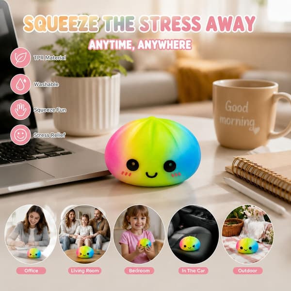 Dumpling Squishy med dampkoger-design, blødt hurtigt-rebound stresslegetøj, sensorisk fidget-legetøj til afslapning og angstlindring, 1 stk. tilfældig