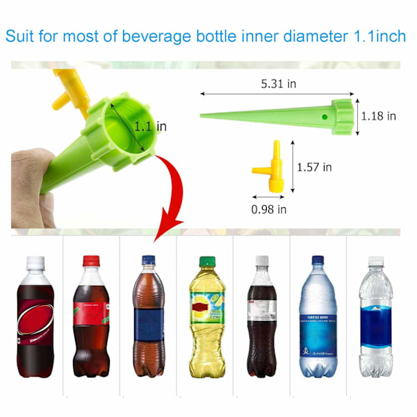 Växtbevattningssystem med 6 automatiska bevattningsspikar, långsam frisättningsventil, automatisk bevattning, droppbevattningssystem