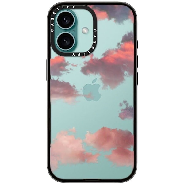 Kompakt iPhone 16 Pro Max Deksel [Lettvekt / 1,2 m 2X Militær Grad Fallbeskyttelse/Slank] - Kirsebær - Klar Svart Clouds (Red) iPhone 16
