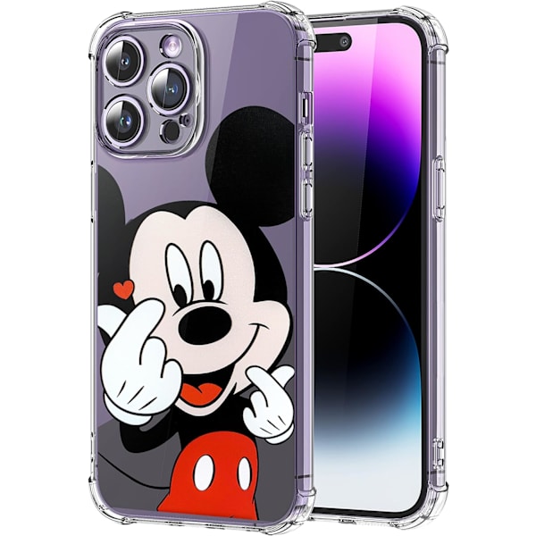 Til iPhone 14 Pro Max TPU Etui Sød Tegneserie Kawaii Karakter Sjov Unikt Design Mode Sjov Stilfuld Bløde Etuier Telefon Cover (Hjerte Mini)