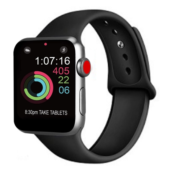 Sportrem til kompatible ure 38-40 mm blødt silikone-sportsrem til kompatible ure med iWatch Series 5/4/3/2/1, S/M, M/L-sort