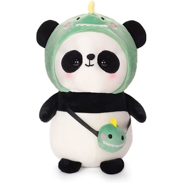 Söta Panda Dinosaurie Plysch Stoppade Djur Panda Plyschdjur med Dinosaurie Outfit，Gåvor till Barn（11,8 tum）