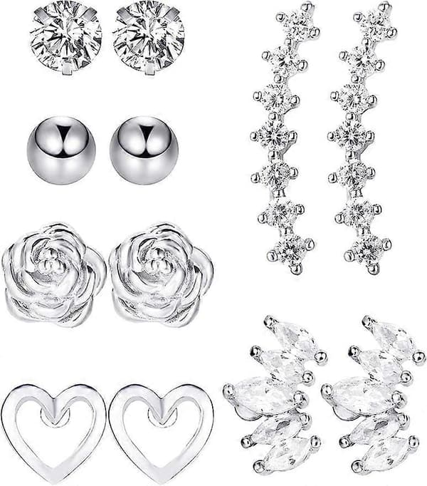 6 par øreringe i rustfrit stål til tragus, brusk, labret, studs, barbell, læbe, næse, kropspiercing til mænd og kvinder, ornament