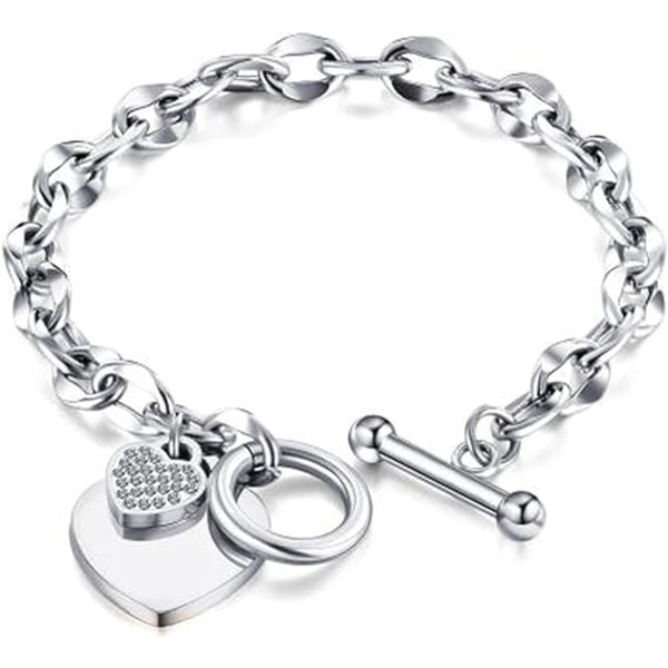 Silverpläterat armband för kvinnor Hypoallergeniskt äkta Swarovski-kristallarmband för flickor Hjärtberlock damgåvor till henne mamma fru silver
