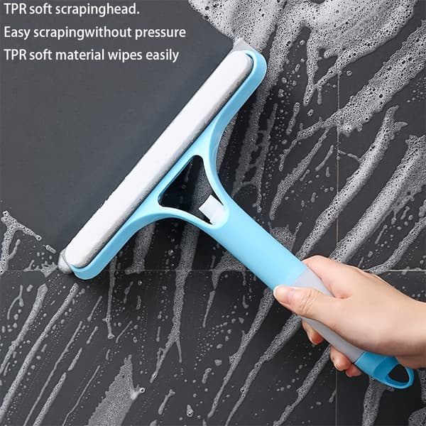 3-in-1 Window Squeegee with Removable Microfiber Cloth Heavy Duty Plastic Bathroom Cleaner