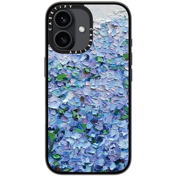 Kompakt iPhone 16 Pro Max Deksel [Lettvekt / 1,2 m 2X Militær Grad Fallbeskyttelse/Slank] - Kirsebær - Klar Svart Nantucket Blue Hydrangeas iPhone 16