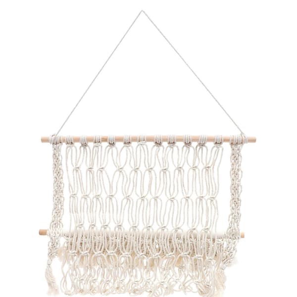 Väggorganisatör i boho-stil, väggförvaringshylla för sovrum