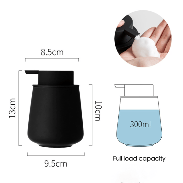 Soap dispenser, refillable, foaming hand sanitizer pump with easy press pump (Black)