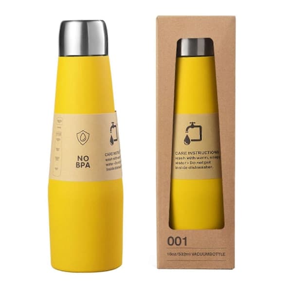 2025 NY Gradient 304 Rostfritt Stål Jump Cup Läcksäker Isolerad Vattenflaska 532 ml (18 OZ). gul