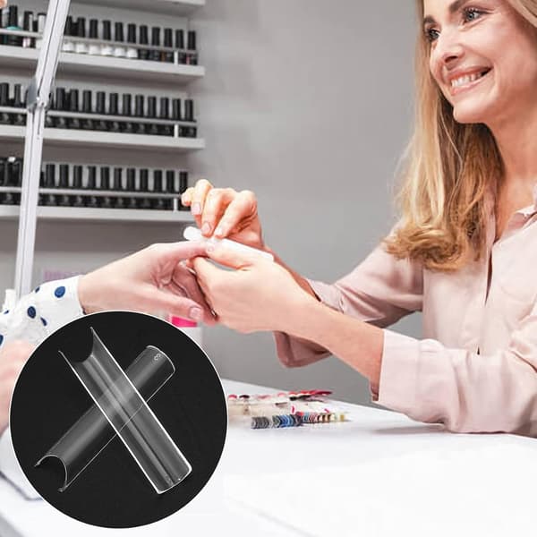 200 Pieces Clear Acrylic Nails, Extra Long Straight Square Nail Tips, Full Cover Acrylic False Nails with C-Curve