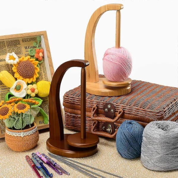 Wooden Yarn Holder with Magnet - Knitting Accessory Organizer Spool Rack B B