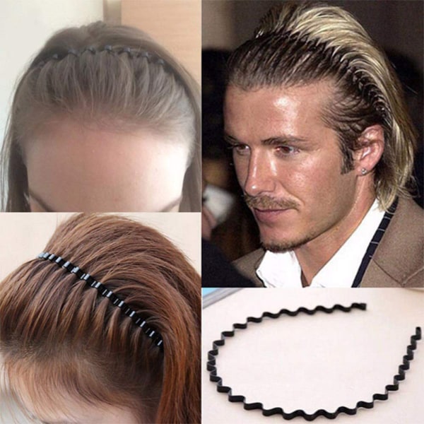 Unisex metallhårbånd, bølget metallhodebånd, sklisikkert elastisk hodebånd, herrehårbånd, hårtilbehør - Stil 3