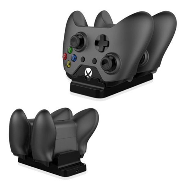 Dubbel laddningsdock kompatibel med XBOXONE Gamepad trådlös handkontroll, stativladdare dubbel dockningsstation laddningsstation - svart