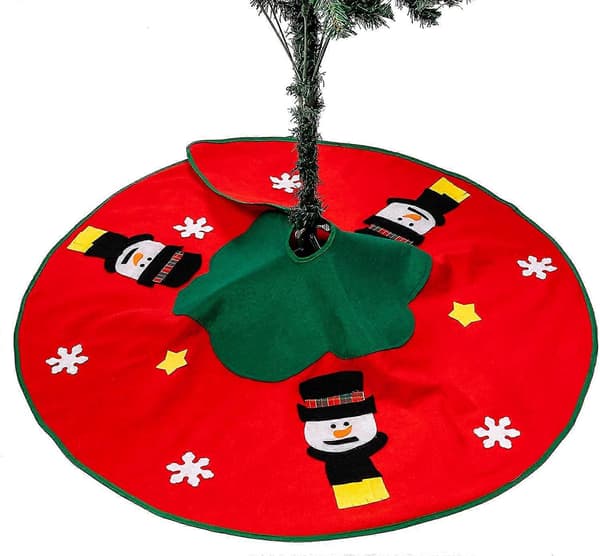 Amerzam juletreskjørtmatte juleferiefestdekorasjon (rød), 7628