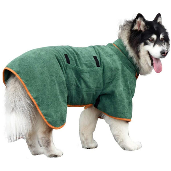 Hunde badekåbe håndklæde - Mikrofiber hurtigtørrende superabsorberende kæledyr hund kat badekåbe håndklæde, blød grøn M